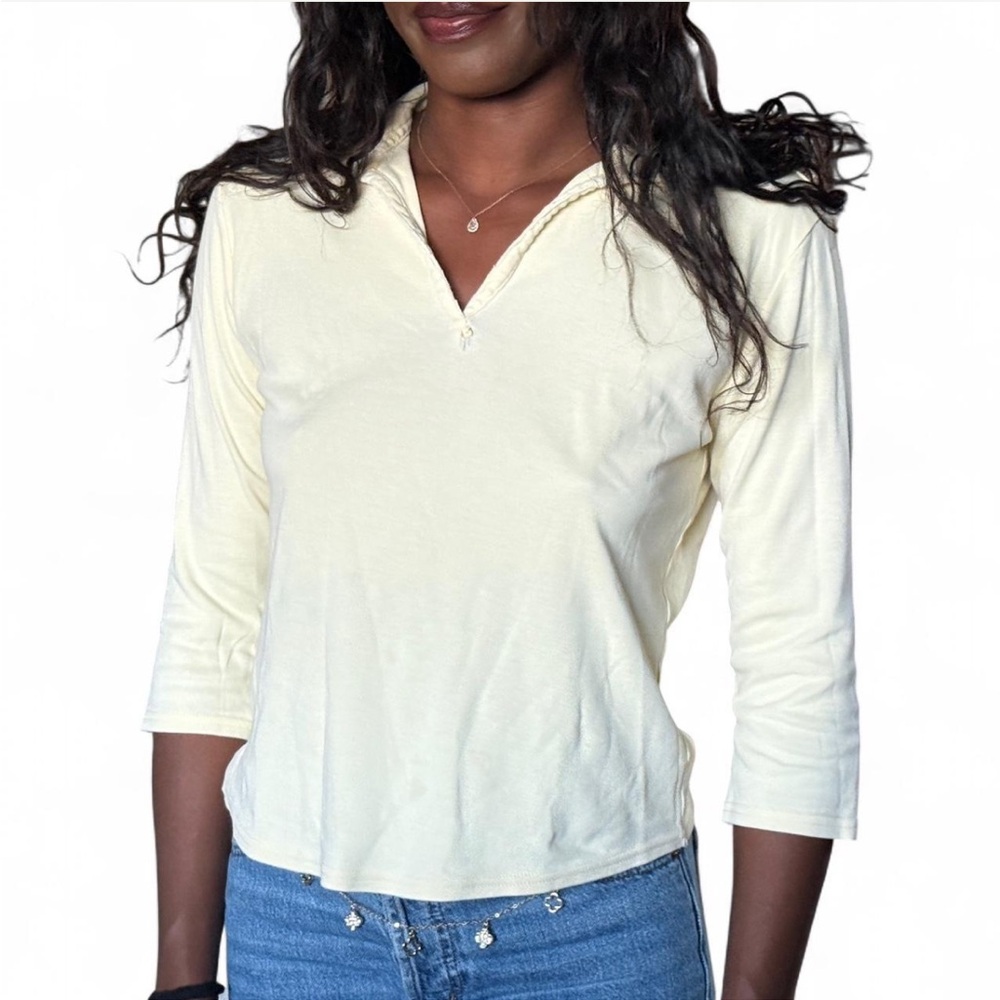 Vintage Women's Yellow 3/4 Sleeve Top